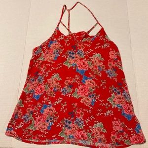 No Boundaries Medium Red Floral Spaghetti Strap top
